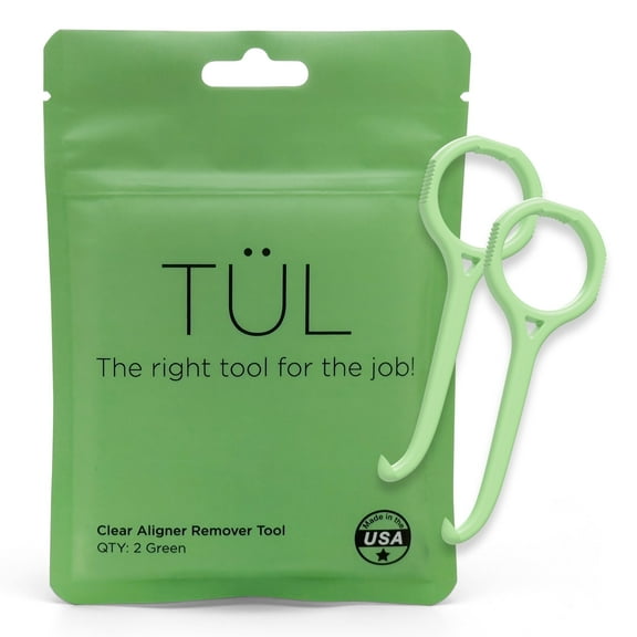 TÜL Invisalign Remover Tool, 2-Pack, Green, Made in USA, Lifetime Warranty