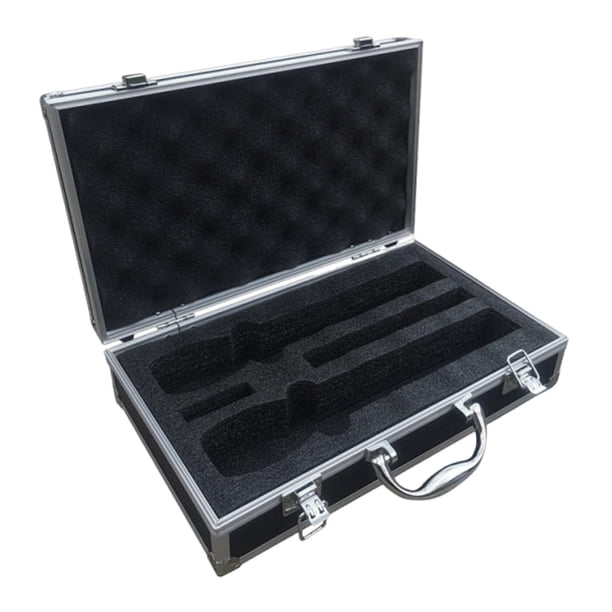Estuche resistente para micrófono inalámbrico con espuma precortada, organizador portátil para micrófono. Negro
