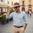 thumbnail image 6 of Byfri Straw Panama Jazz Hat Wide Brim Sun Fedora Hat for Beach Travel Coffee 56-58cm, 6 of 7