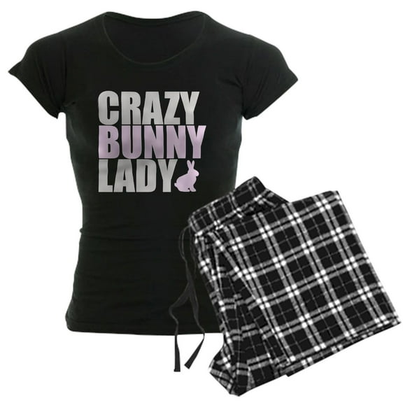 CafePress - CRAZY BUNNY LADY Women's Dark Pajamas - Women's Short Sleeve Print T-Shirt and Pants Dark Cotton Pajama Set