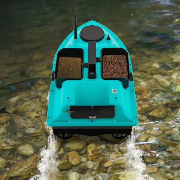 RC Fishing Boat, Blue Fishing Bait Boat, Bait Boat for Surf Fishing Powered By Twin 390 Motors With 52W Of Power