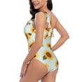 thumbnail image 4 of Sikiie Vintage White Polka Dot Sunflower Print Women One Piece Swimsuits Tummy Control One Shoulder Bathing Suits Ruffle Swimwear, From S to XXL-Medium, 4 of 6