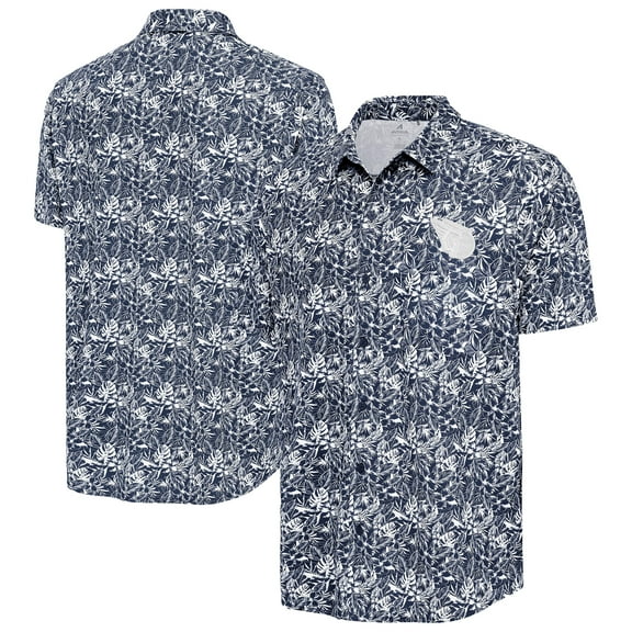 Men's Antigua Navy Cleveland Guardians Resort Button-Up Shirt