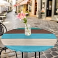 thumbnail image 3 of Round Fitted Tablecloth with Elastic Teal Blue Brown Wood Grain Tablecloths Farm Barn Wooden Stripes Patio Table Cover for Kitchen Dinner Party Picnic Decor Fits Tables up to 36"- 44" Diameter, 3 of 9