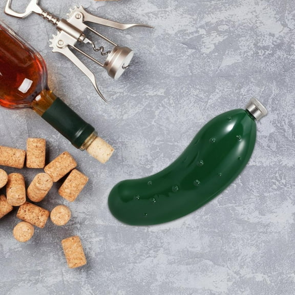 FRCOLOR Stainless Steel Cucumber Shaped Flask Portable for Travel Use Water Bottle Jug Multi Color 7.5 x