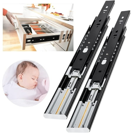 

Soft Close Drawer Slides Full Extension Side Mount 10 12 14 16 18 20 22 24 inch Ball Bearing Metal Rails Track Guide Glides Runners Heavy Duty 100 Pound 1 Pair (22 Inch)