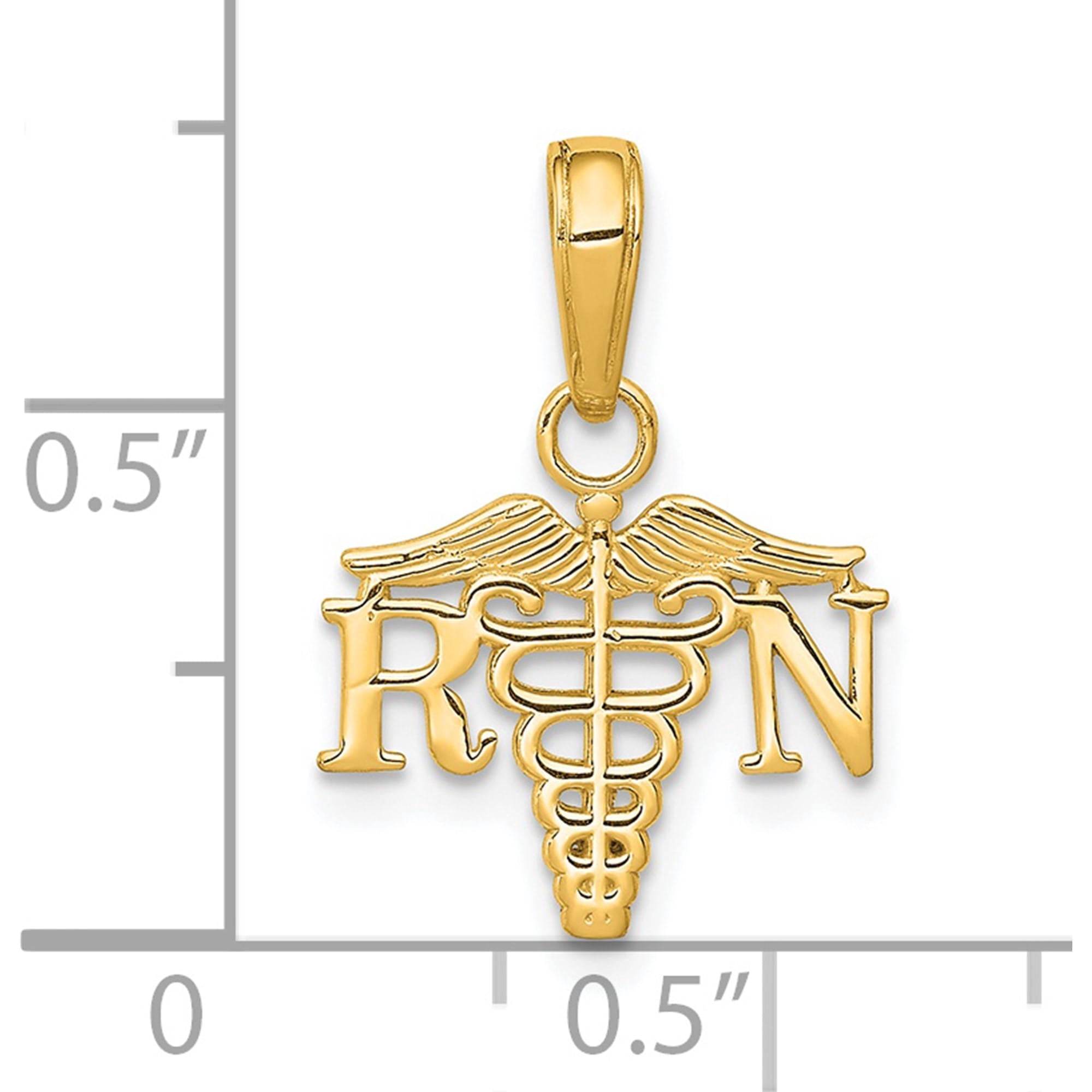 14K RN Caduceus Charm Yellow Gold Textured Opulent Sparkling Sparkle-worthy Ideal for collectors and jewelry lovers