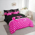 thumbnail image 3 of Castle Fairy Female Men Women Personalized Initial Alphabet C Bedding Comforter Set 7-Piece,Minimalist Polka Dots King Bedding Sets,Cartoon Ribbon Bow-Tie Ultra Soft Bed Sheets,Breathable Home Decor, 3 of 8