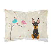 Carolines Treasures BB2581PW1216 Christmas Presents between Friends English Toy Terrier Canvas Fabric Decorative Pillow,