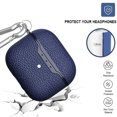 thumbnail image 2 of Allytech Case Compatible with AirPods 3rd Generation (2021 Released), Lychee Texture PU Leather Anti-Scratch Skin with Key-Chain Accessories for Women Men Case for Air-Pods 3 2021, Blue, 2 of 5