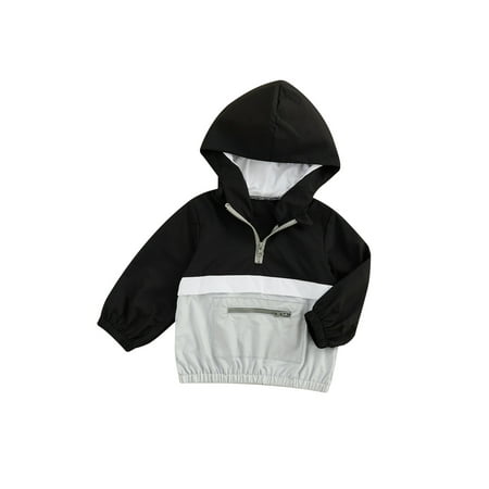 

SHIBAOZI Kids Baby Boys Girls Autumn Coat Contrast Color Long Sleeve Hooded Jacket with Zipper and Pocket