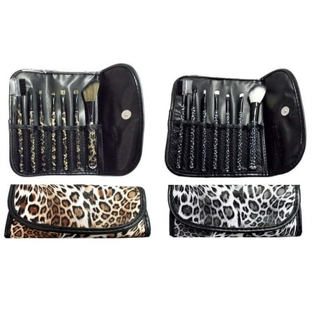 Brand New 7 Pc Makeup Brush Set Cosmetic Brush Kit In Animal Prints Pouches (CosSB851  ZZ)