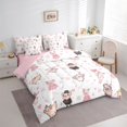 thumbnail image 3 of Feelyou Cute Pig Princess Bedding Comforter Set 7pcs for Teens, Kawaii Animal King Bedding Sets, Cartoon Love Haert Reversible Bed Sheets, Microfiber Bedroom Decor, 3 of 8