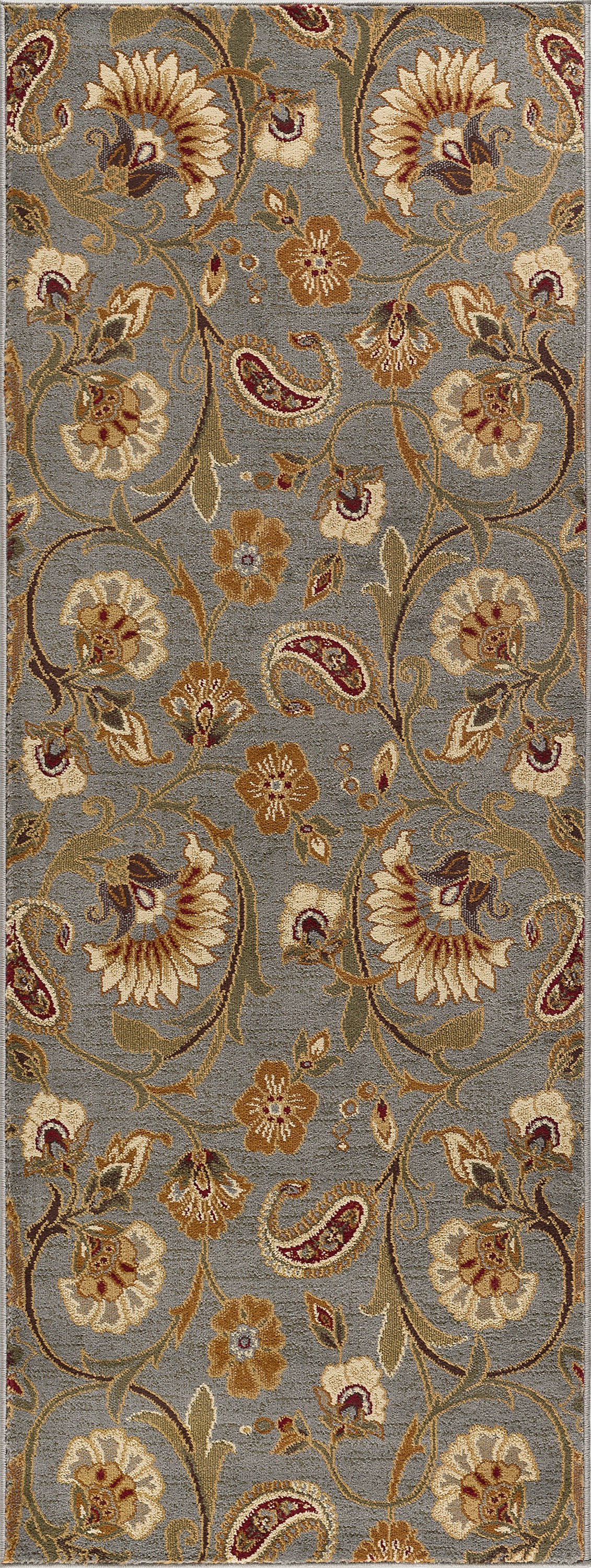 Impressions Transitional Blue and Green Area Rug, 2.7' x 7'