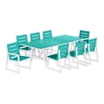 thumbnail image 3 of WestinTrends Cape May 9-Piece HDPE Outdoor Furniture Patio Dining Table With Umbrella Hole and Chairs Set For 8, Turquoise, 3 of 16