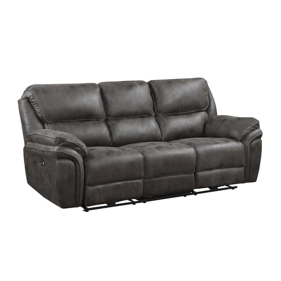 Lexicon Proctor Microfiber Manual Double Reclining Sofa in Gray
