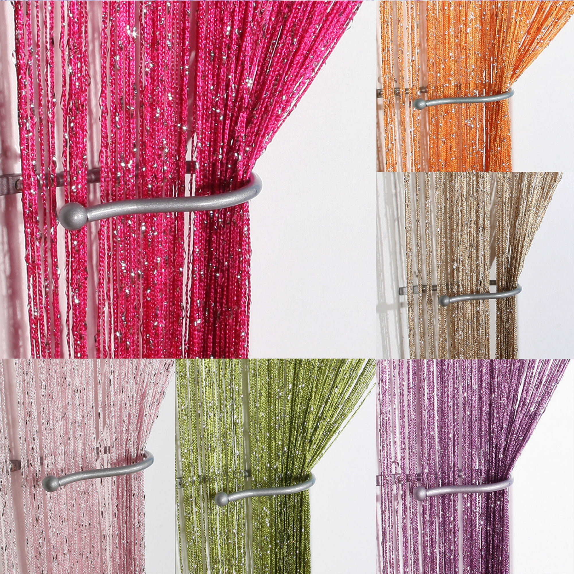 Glitter String Curtains  Silver Ribbon Thread  Fringe Door 