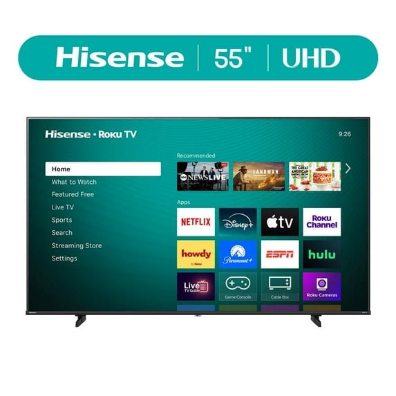 Hisense 55" Clase H5 Serie 4K UHD Roku Smart TV (55H5BR) - Dolby Vision, HDR10, DTS® Studio Sound™, Modo Deportivo AI, Modo de Juego Plus con VRR, Diseño sin Bisel, Roku TV OS