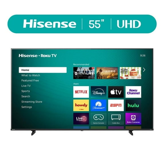 Hisense 55" Clase H5 Serie 4K UHD Roku Smart TV (55H5BR) - Dolby Vision, HDR10, DTS® Studio Sound™, Modo Deportivo AI, Modo de Juego Plus con VRR, Diseño sin Bisel, Roku TV OS