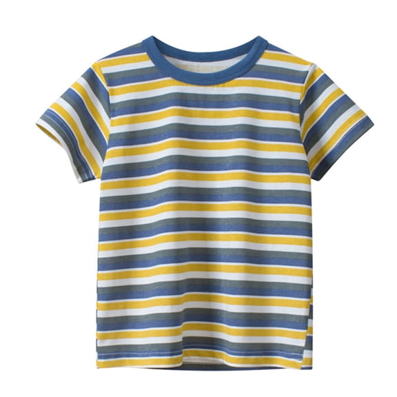 CPNG Toddler Kids Boys Girls Short Sleeved Crewneck T-Shirt Striped Camosuflage Casual Tops Summer Classic Tees(Yellow,2-3 Years)