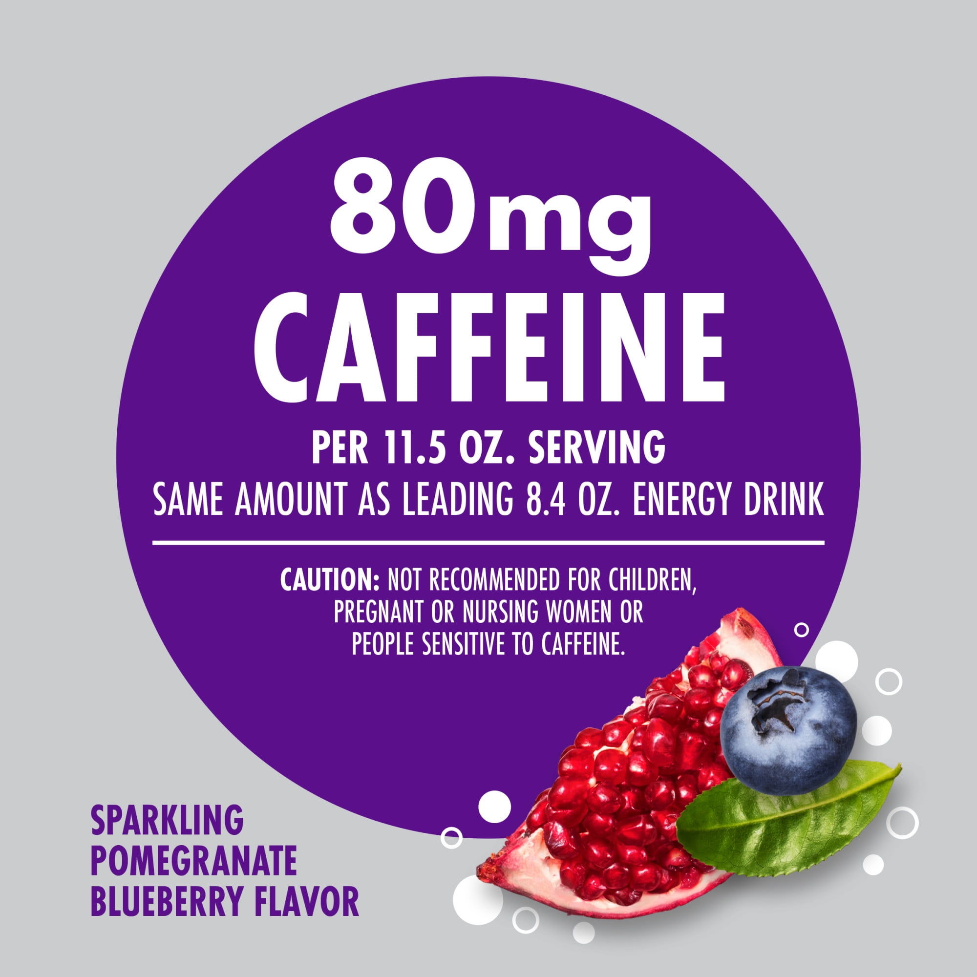 (6 pack) V8 +Energy Sparkling Pomegranate Blueberry Juice Energy Drink, 11.5 fl oz Can, 24 Count (6 Packs of 4)