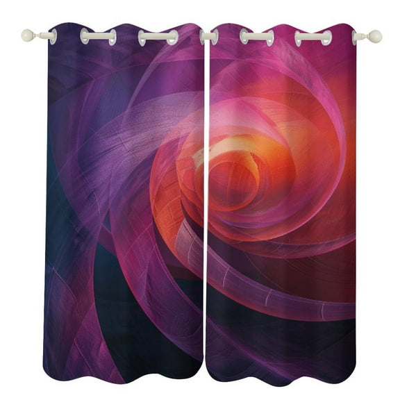 3D Abstract Lines Curtains Aesthetic Envrionmental Friendly Picture, Living Room Bedroom Window Drapes 2 Panel Set
