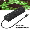 thumbnail image 4 of Kritne 7-port USB 3.0 Hub 5GB/S High Speed with Key Switch Power Adapter USB HUB for PC (Black), Multi-port USB hub, 4 of 10