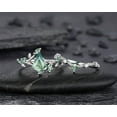 thumbnail image 4 of Kite Cut Moss Agate Leaf Engagement Ring Set, 14K White Gold Twig Branch Promise Wedding Ring, Silver 925 Vine Bridal Set For Women, 4 of 5
