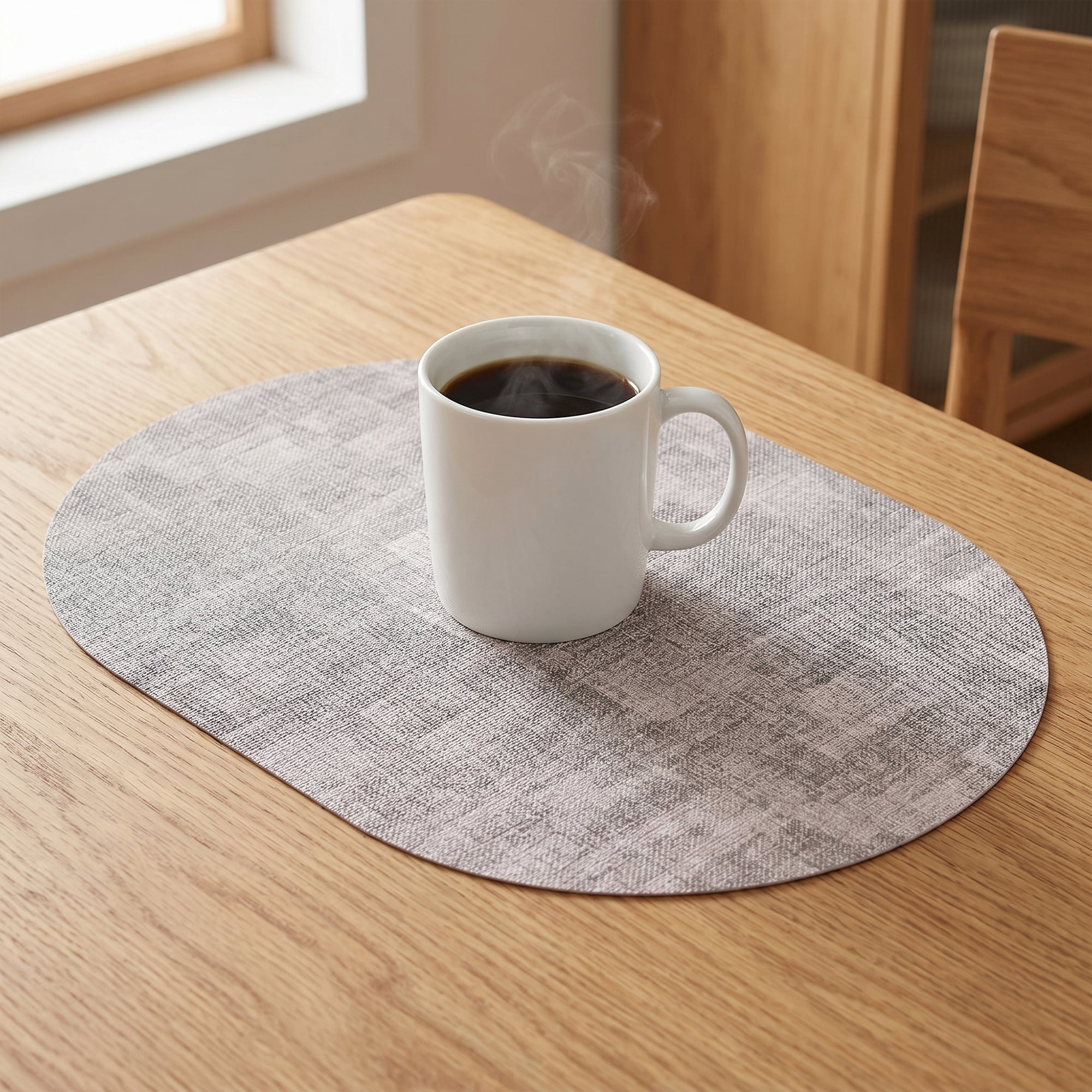 Unique Bargains 6Pcs Faux Leather Table Decor Placemats Gray/Khaki 17.7x11.8inch