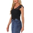 thumbnail image 4 of INSPIRAR CHIC Blusa de encaje bohemio transparente de verano para mujer, negra, talla S, 4 of 6