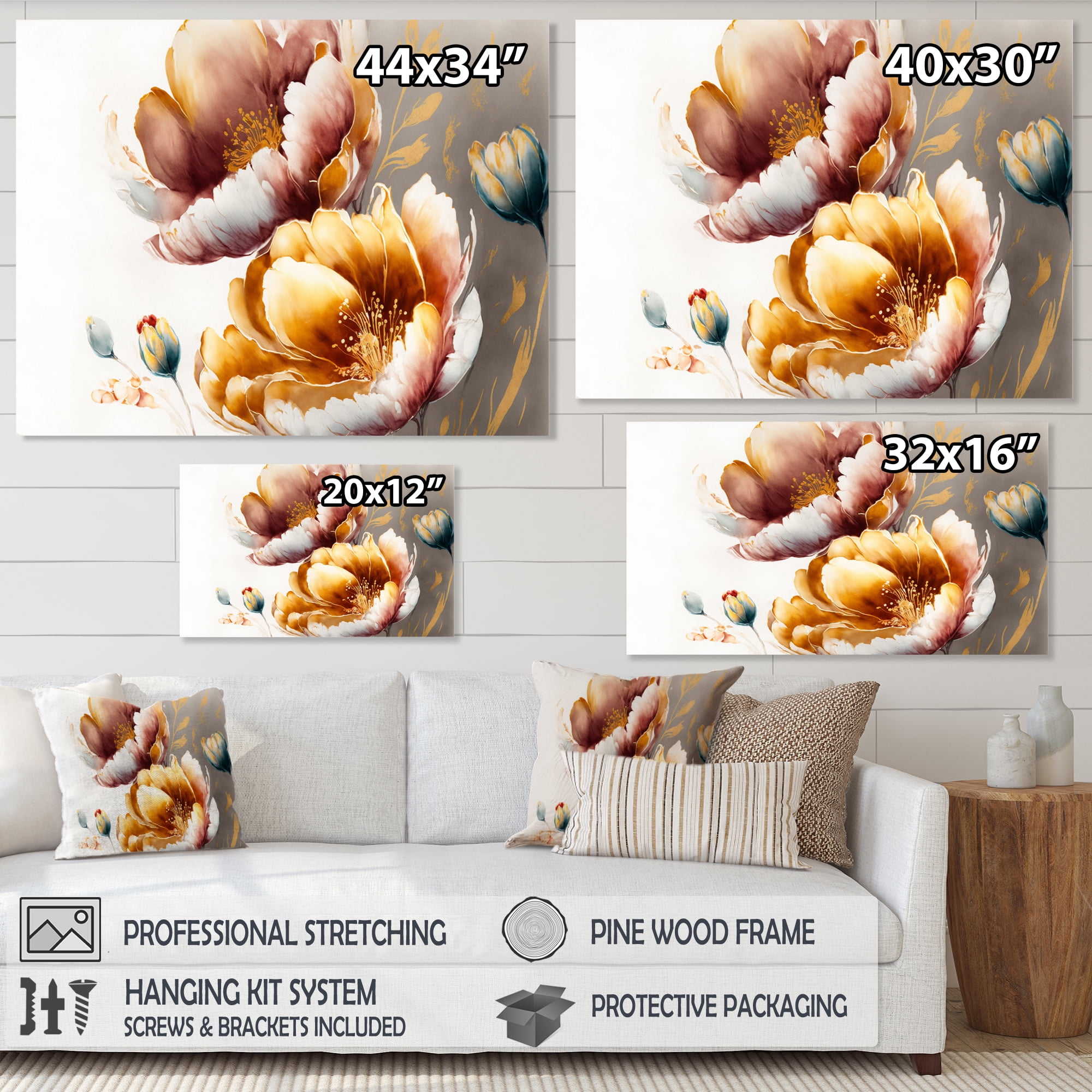 Designart Orange And Red Crocus Flowers Canvas Wall Art