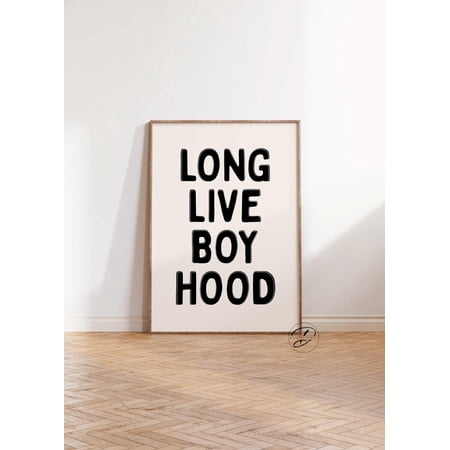 Baby Boy Nursery Long Live Boyhood Quote Boys Bedroom Wall Art Print, Artistic Nursery Theme For Nursery, Playroom And Home Decor