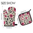 thumbnail image 2 of Yayeee Oven Mitts and Pot Holder Set of 2 Heat Resistant Kitchen Gloves Baking Hot Pad, Pink Flowers, 2 of 5