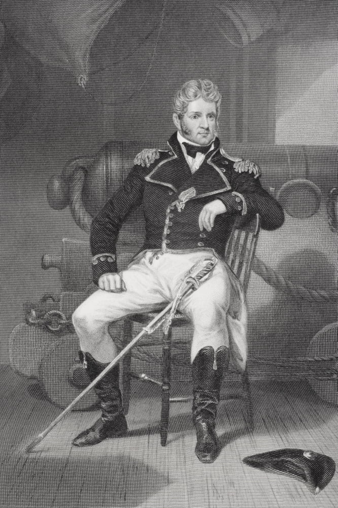 Thomas Macdonough American 1783-1825 Naval Officer During War Of 1812 Won Battle Of Plattsburg (Or Lake Champlain) Against The British From Painting By Alonzo Chappel Canvas Art - Ken Welsh Design Pi