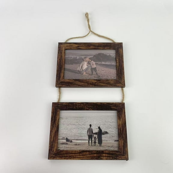 BESIDOTREE Picture frames,4x6 Wall Hanging Picture Frames Collage with 2 Opening Rustic Brown Frames