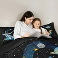 thumbnail image 5 of jejeloiu Boys Personalized Gifts Bedding Comforter Set,Watercolor Letter C Twin Comforter Sets,Outer Space Theme Bedding Set For Boy,Lightweight Room Decoration Reversible,2pcs, 5 of 8