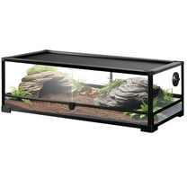 OiiBO 36" x 18"x 12.6" Tempered Glass Reptile Terrarium, 35 gallon Black Terrarium