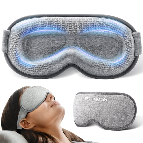 FACEMOON Blackout Weighted Sleep Mask Memory Foam 3D Design Zero Pressure for Women and Men Lash Friendly Comfort Travel Relaxation Gray