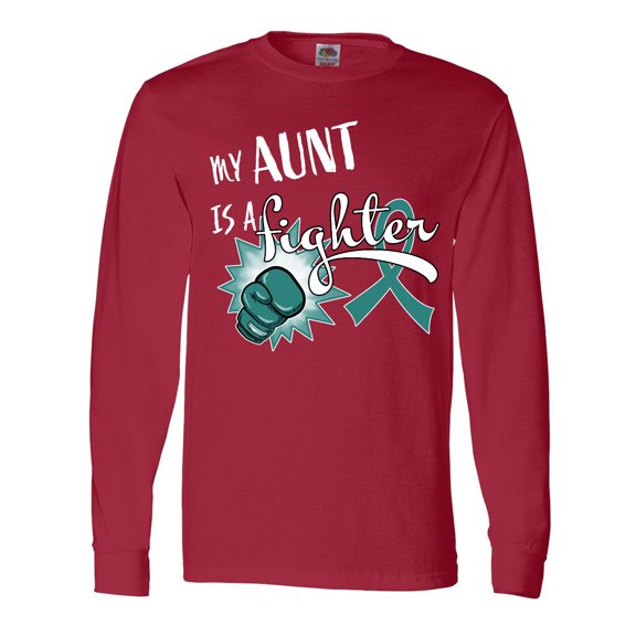Inktastic Ovarian Cancer Awareness My Aunt is a Fighter Long Sleeve T-Shirt