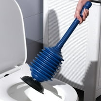 High Pressure Toilet Plunger & Drain Unclogger - 20.47" Heavy Duty Sink & Pipe Cleaner for Kitchen, Bathroom - Blue Plastic Clog Remover Tool with Strong Suction
