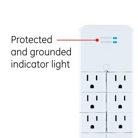 GE - Pro 6-Outlet Swivel Wall Tap Surge Protector - White