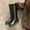 Black, variant on Womens Boots Autumn Winter Casual Slimming Stretchy Long Shaft Wide Calf Thick Sole Equestrian Riding Fashion Boots