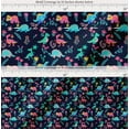 thumbnail image 2 of Soimoi Blue Cotton Voile Fabric Aster Flower & Dinosaur Kids Print Sewing Fabric Yard 56 Inch Wide, 2 of 7