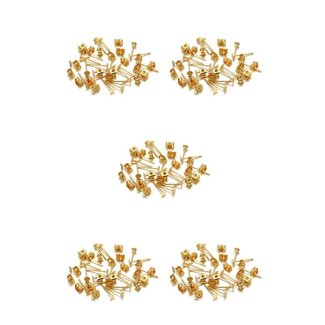kurtrusly Earring Stud Base Multi Handmade Personality Ear Pins Setting Lady Decorations Daily Jewelry Making Tool Wedding Beach Gold 3mm 5Set
