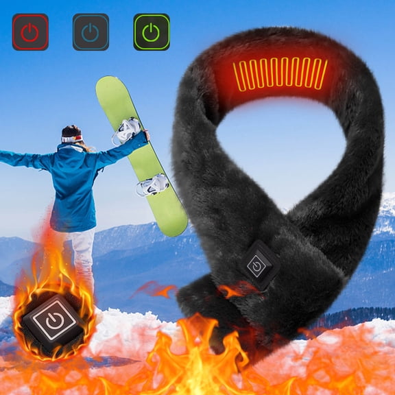 Idoravan Heated Scarf Heating Scarf USB Electric Heating Neck Protection Cold Invisible Zipper Scarf
