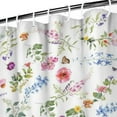 thumbnail image 4 of Floral Shower Curtain Watercolor Botanical Bathroom Decor Rustic Flower Design Fabric Bath Curtain for Tub Country Style Home Accessories with Hooks，72x84in(180*210cm), 4 of 5