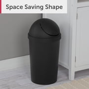 Sterilite Small Bathroom Trash Can, 3 Gallon Plastic Garbage Bucket Bin with Swing Top Lid, Black