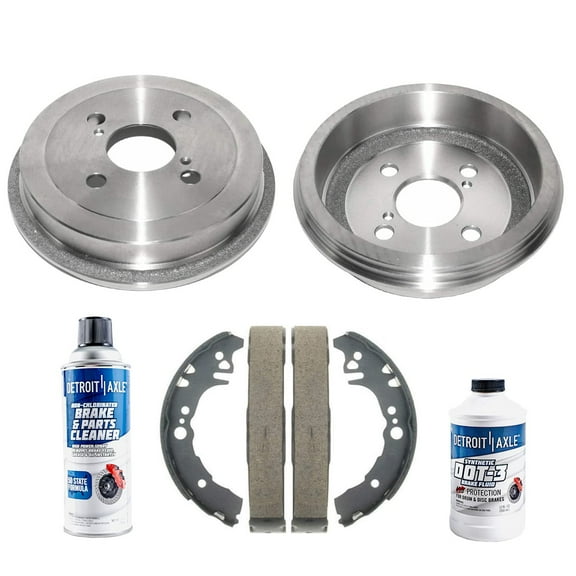 Detroit Axle - Rear Brake Kit for 2000-2005 Toyota Echo 4 LUG Brake Drums and Semi-metallic Brakes Shoes 2001 2002 2003 2004 Replacement