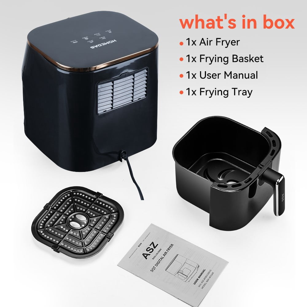 HOMEDAS Air Fryer, 8.45Qt with Viewing Window,6-in-1 Functions - Air Fry, Roast, Reheat, Dehydrate, Bake, Steam, and More, Digital LED Touch Screen