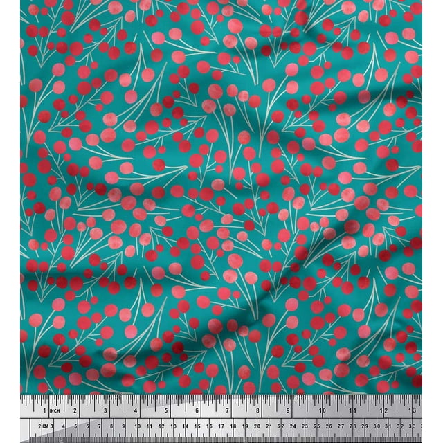 Tissu de Voile de Coton Vert Pomme Fruits Fruits Tissu Imprimé 1 Yard 56 Inch Wide